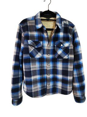 Eddie Bauer Flannel sherpa lined snap jacket boys size 14/16